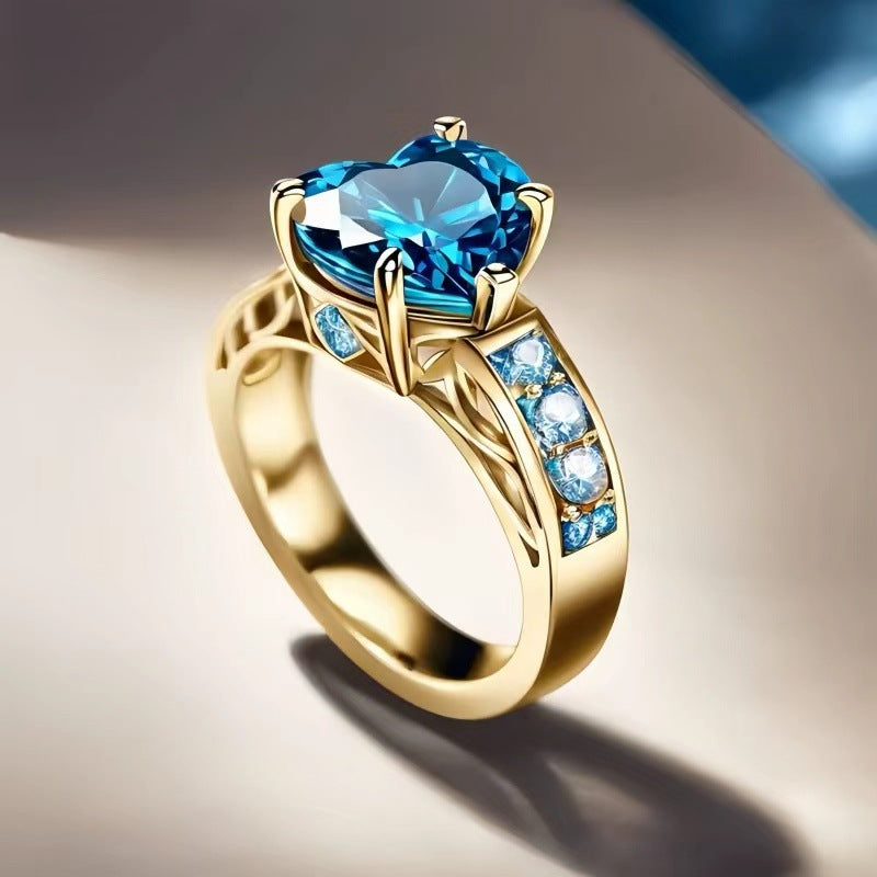 Gold zircon geometric ring — main product photo