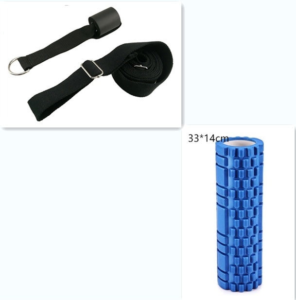 Yoga Foam Roller with textured surface and fitness accessory strap for effective muscle recovery
