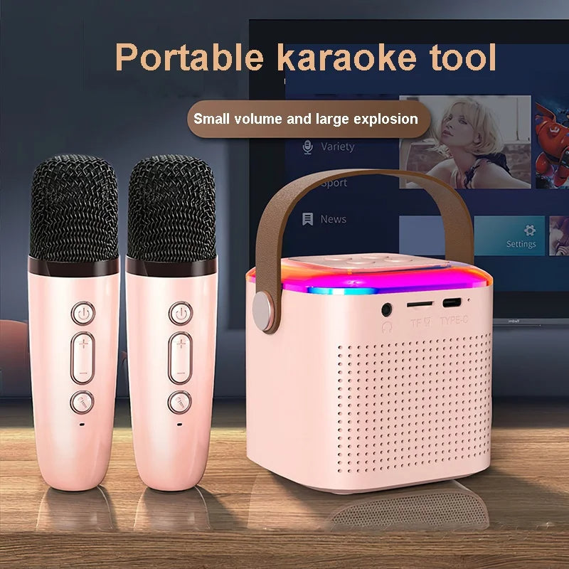 Karaoke machine with wireless mics and RGB light — main product photo
