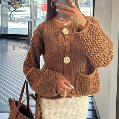 Round-Neck Single-Breasted Jacket