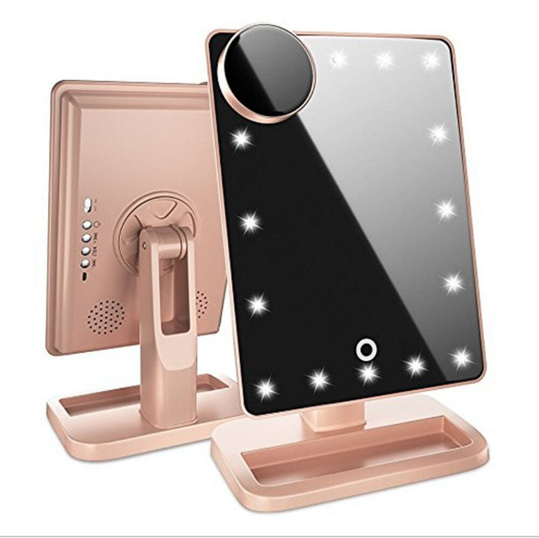LED touch-screen makeup mirror with speaker — main product photo