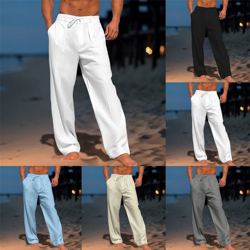 Linen-blend summer beach pants — main product photo