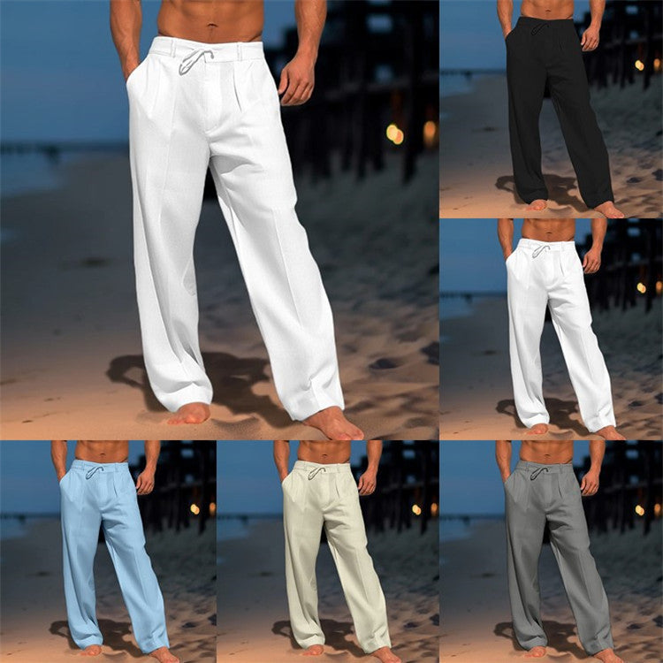 Linen-blend summer beach pants — main product photo