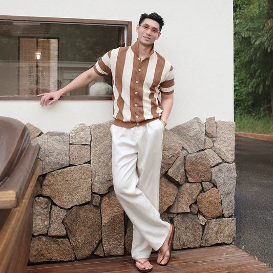 British-style knitted short-sleeve top — main product photo