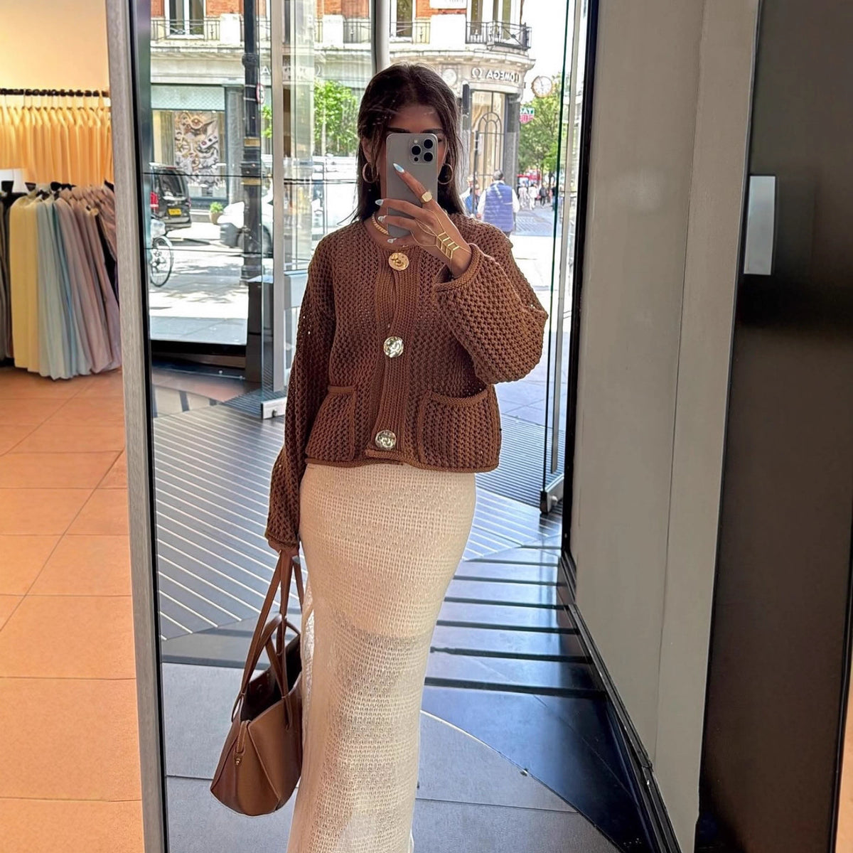 Round-Neck Single-Breasted Jacket